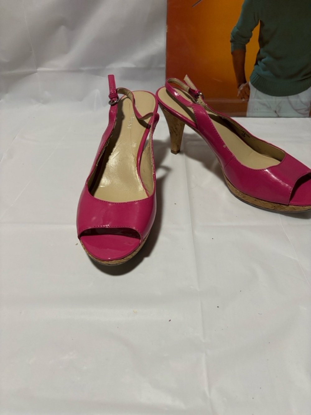 Nine West Hot Pink Open-Toe Slingback Heels